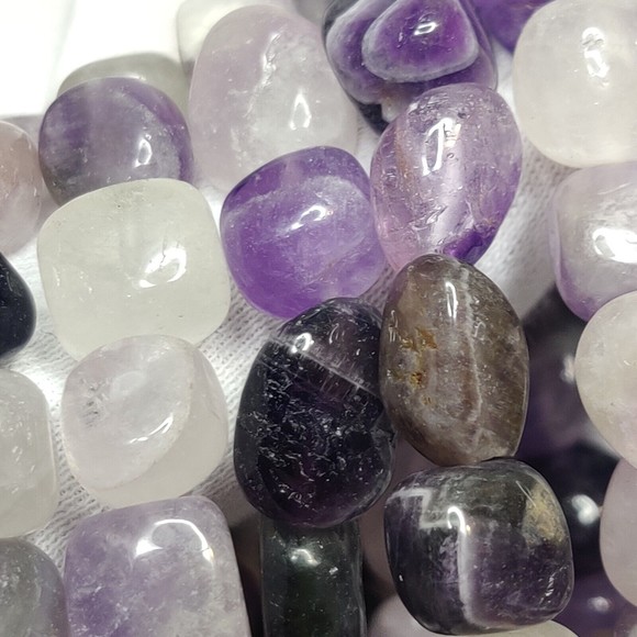 Chevron Amethyst elastic natural stone bracelet  including felt pouch-NB03 - Picture 13 of 16